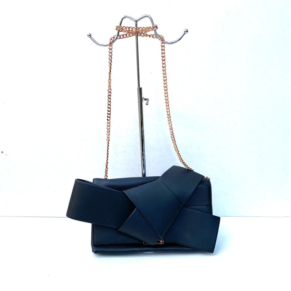 Ted Baker crossbody pouch shoulder baguette bag black leather